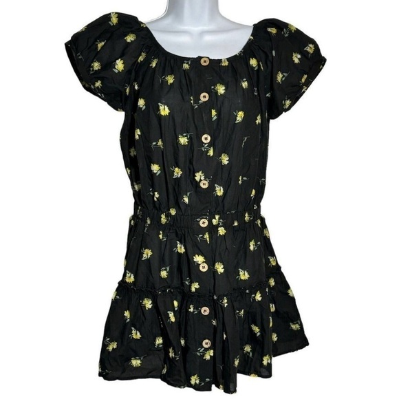 Eberjey Dresses & Skirts - Eberjey M Elsie Mini Dress Nostalgia Garden black with yellow floral print NWT
